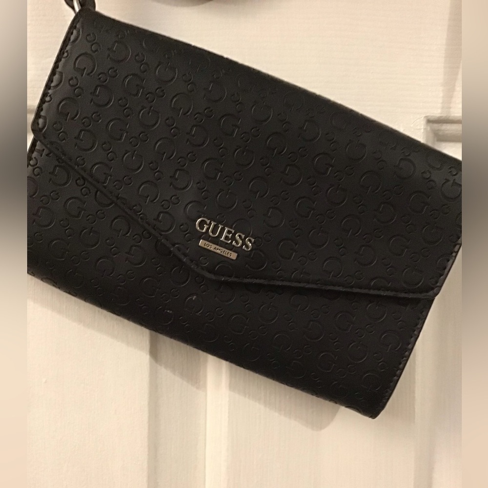 GUESS Embossed Black Clutch